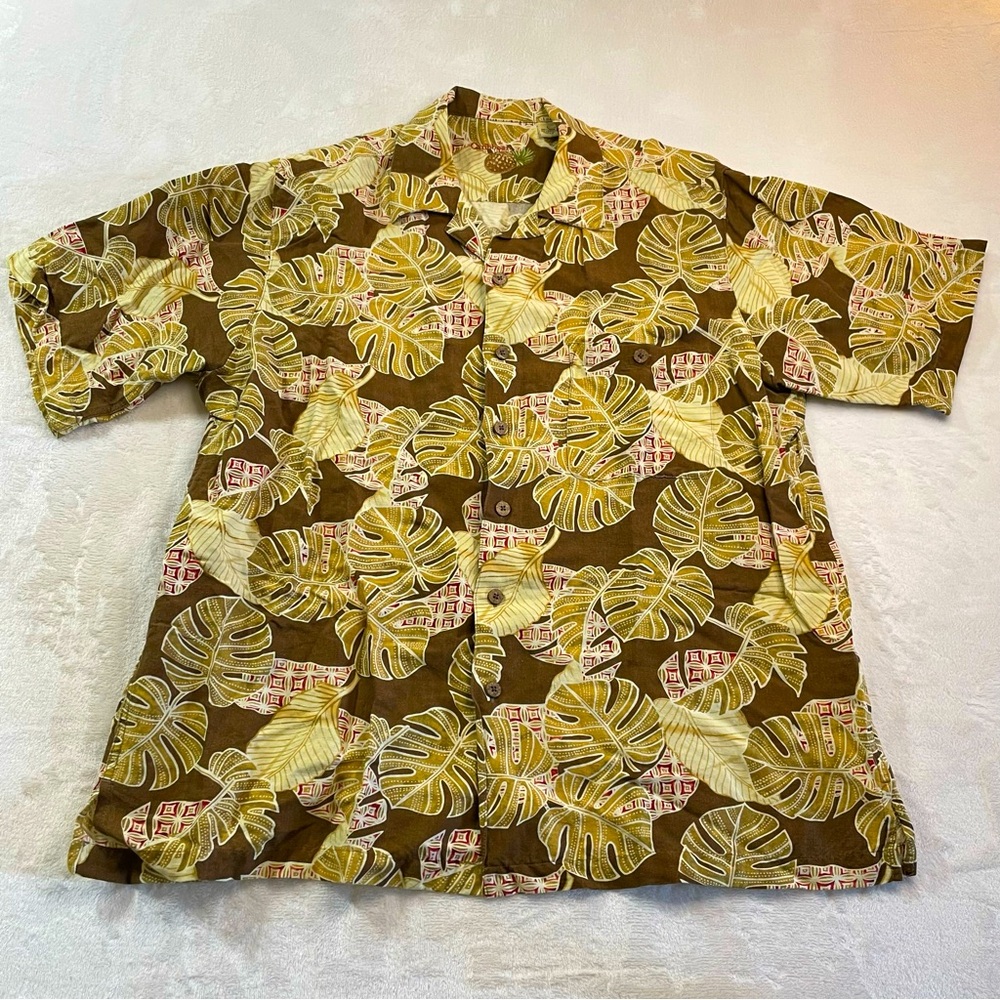 Caribbean Linen Blend Hawaiian Short Sleeve Shirt Mens Size Large, Resort Cruise